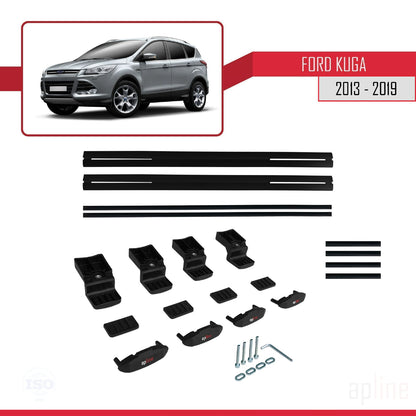 Compatibile con Ford Kuga 2 (C520) 2013-2019 modello BASIC Barre portatutto per auto Portapacchi in alluminio nero 2 barre