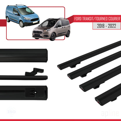 Compatibile con Ford Transit/Tourneo Courier Post-Facelift 2018-2022 modello BASIC Barre portatutto per auto Portapacchi in alluminio nero 4 barre