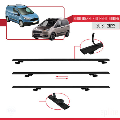 Compatibile con Ford Transit/Tourneo Courier Post-Facelift 2018-2022 modello BASIC Barre portatutto per auto Portapacchi in alluminio nero 2 barre
