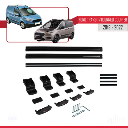 Compatibile con Ford Transit/Tourneo Courier Post-Facelift 2018-2022 modello BASIC Barre portatutto per auto Portapacchi in alluminio nero 2 barre