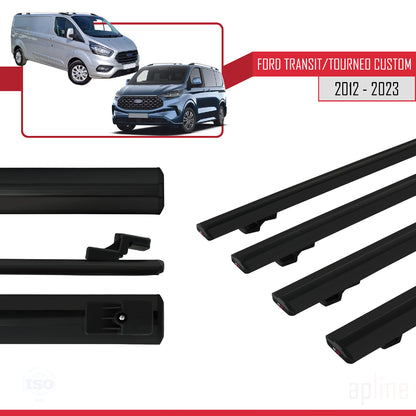 Compatibile con Ford Transit/Tourneo Custom 2012-2023 modello BASIC Barre portatutto per auto Portapacchi in alluminio nero 4 barre