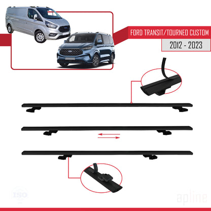 Compatibile con Ford Transit/Tourneo Custom 2012-2023 modello BASIC Barre portatutto per auto Portapacchi in alluminio nero 2 barre