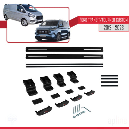 Compatibile con Ford Transit/Tourneo Custom 2012-2023 modello BASIC Barre portatutto per auto Portapacchi in alluminio nero 2 barre