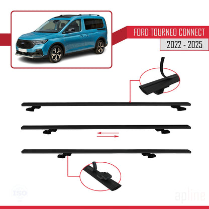 Compatibile con Ford Transit/Tourneo Connect 3 2022-2025 modello BASIC Barre portatutto per auto Portapacchi in alluminio nero 2 barre