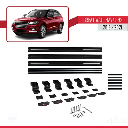 Compatibile con Great Wall Haval H2 2019-2021 modello BASIC Barre portatutto per auto Portapacchi in alluminio nero 3 barre