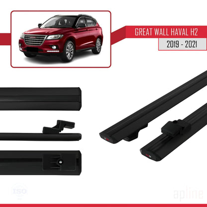 Compatibile con Great Wall Haval H2 2019-2021 modello BASIC Barre portatutto per auto Portapacchi in alluminio nero 2 barre