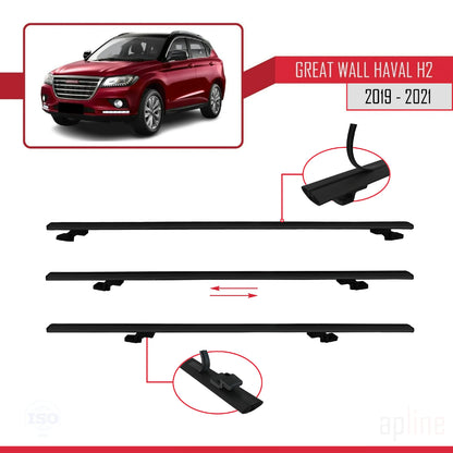 Compatibile con Great Wall Haval H2 2019-2021 modello BASIC Barre portatutto per auto Portapacchi in alluminio nero 2 barre