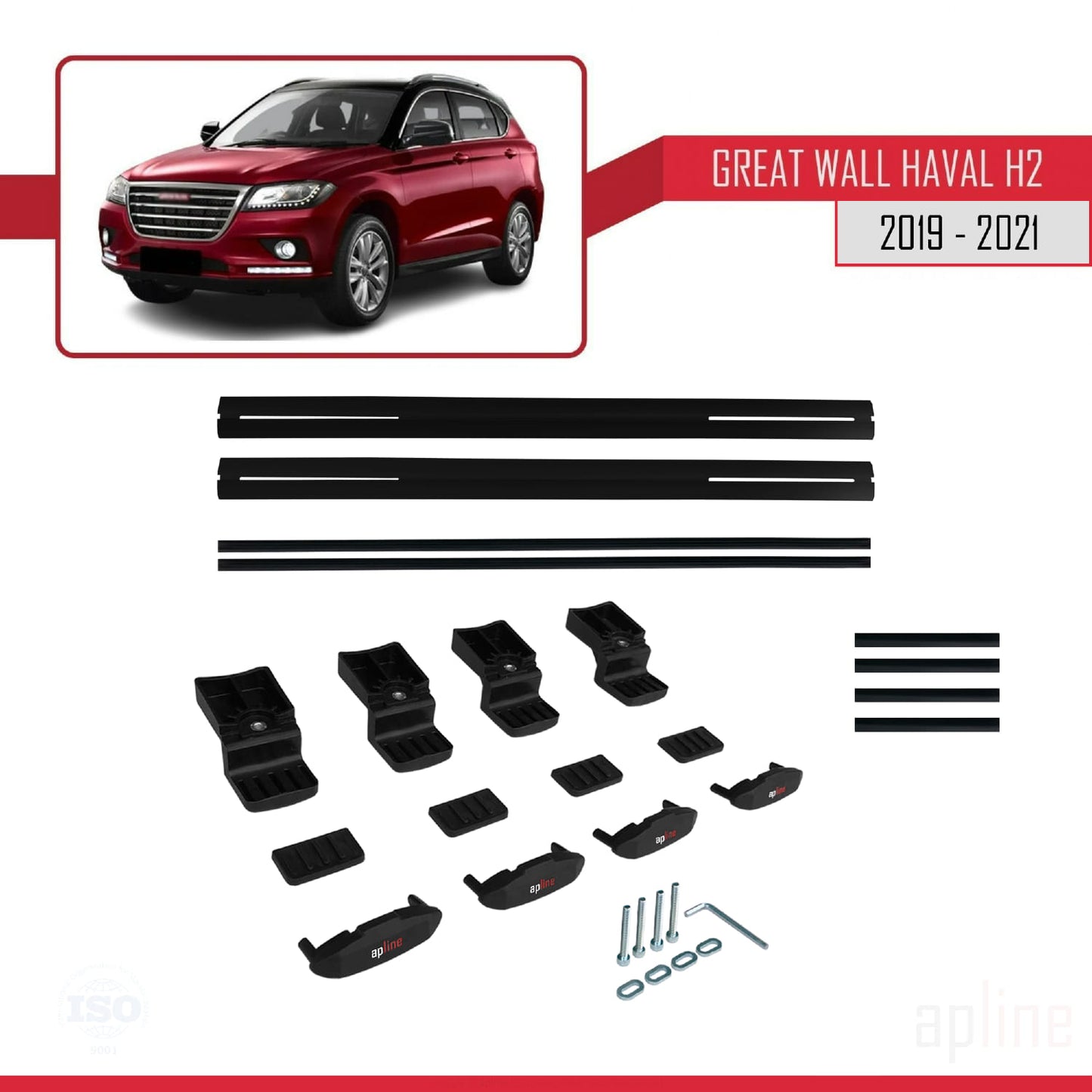 Compatibile con Great Wall Haval H2 2019-2021 modello BASIC Barre portatutto per auto Portapacchi in alluminio nero 2 barre