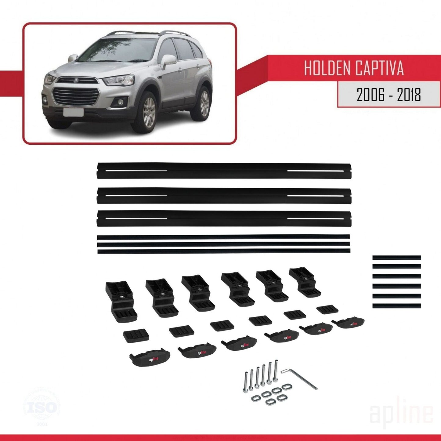 Compatibile con Holden Captiva 2006-2018 modello BASIC Barre portatutto per auto Portapacchi in alluminio nero 3 barre