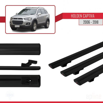Compatibile con Holden Captiva 2006-2018 modello BASIC Barre portatutto per auto Portapacchi in alluminio nero 3 barre