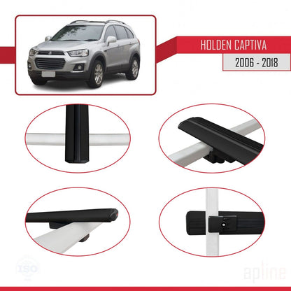Compatibile con Holden Captiva 2006-2018 modello BASIC Barre portatutto per auto Portapacchi in alluminio nero 2 barre
