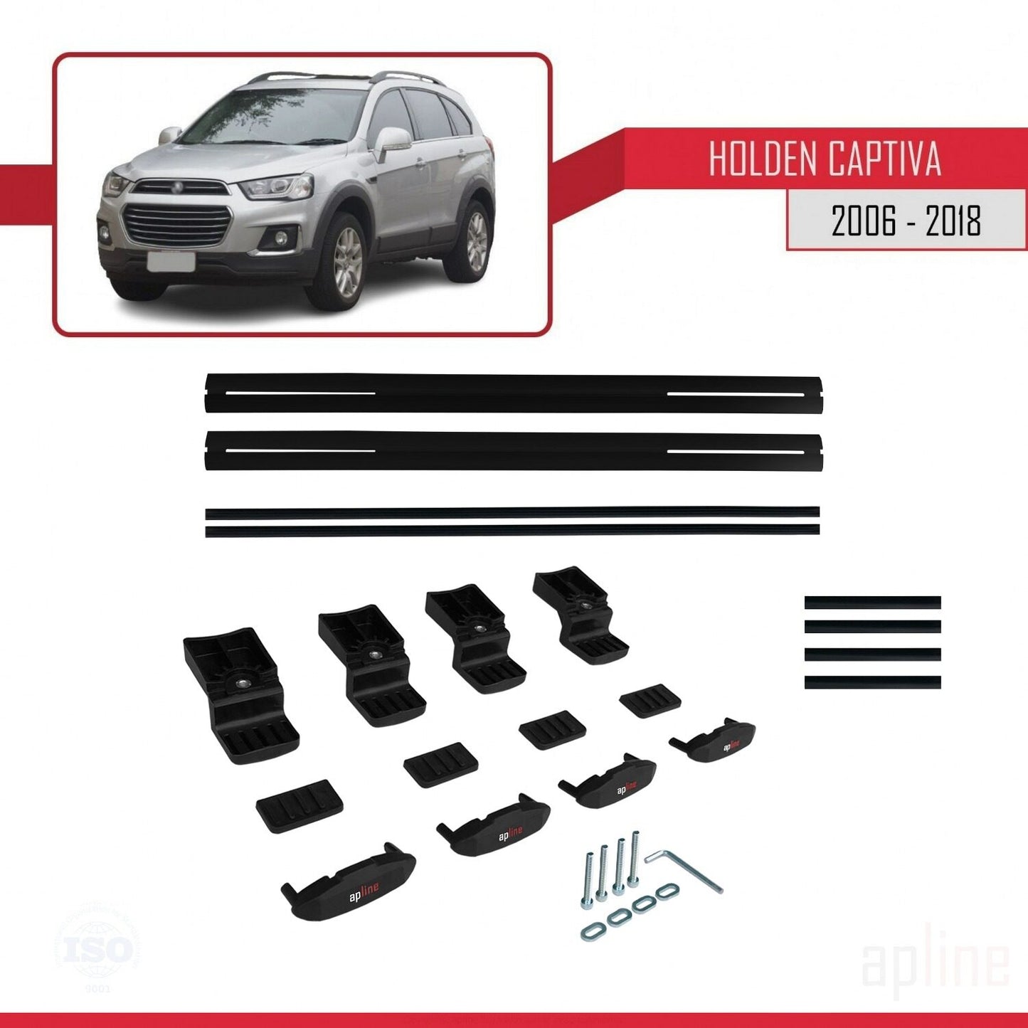 Compatibile con Holden Captiva 2006-2018 modello BASIC Barre portatutto per auto Portapacchi in alluminio nero 2 barre