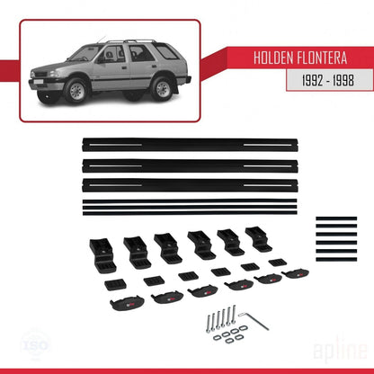 Compatibile con Holden Frontera 1992-1998 modello BASIC Barre portatutto per auto Portapacchi in alluminio nero 3 barre