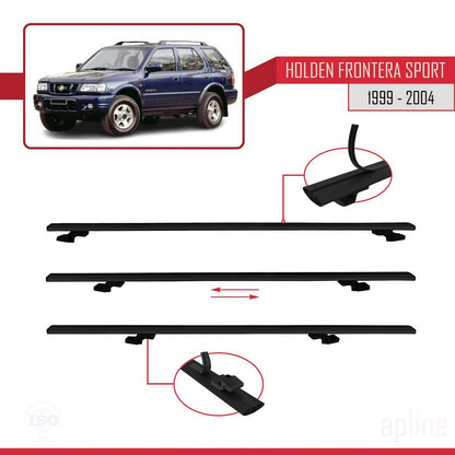 Compatibile con Holden Frontera Sport 2 1999-2004 modello BASIC Barre portatutto per auto Portapacchi in alluminio nero 3 barre