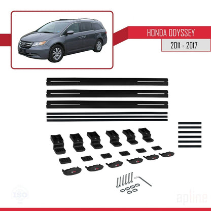 Compatibile con Honda Odyssey 2011-2017 modello BASIC Barre portatutto per auto Portapacchi in alluminio nero 3 barre