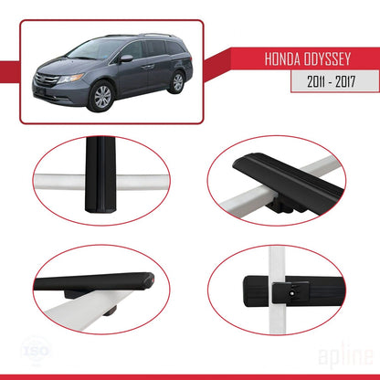 Compatibile con Honda Odyssey 2011-2017 modello BASIC Barre portatutto per auto Portapacchi in alluminio nero 3 barre
