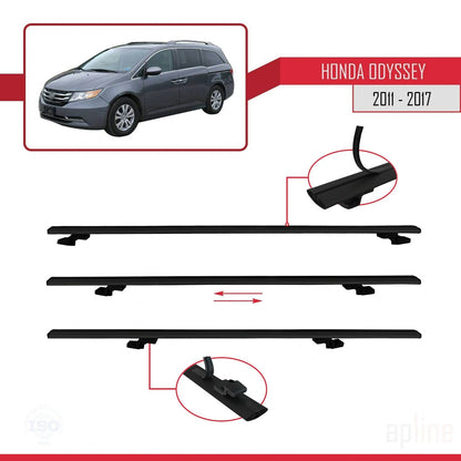 Compatibile con Honda Odyssey 2011-2017 modello BASIC Barre portatutto per auto Portapacchi in alluminio nero 2 barre
