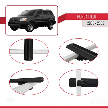 Compatible with Honda Pilot 2003-2008 BASIC Model Car Roof Rack Cross Bar Black Aluminium 3 Bars