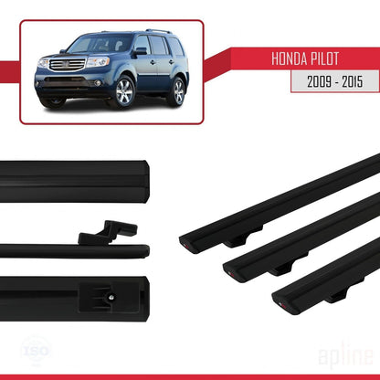 Compatible with Honda Pilot 2 2009-2015 BASIC Model Car Roof Rack Cross Bar Black Aluminium 3 Bars