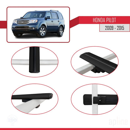 Compatible with Honda Pilot 2 2009-2015 BASIC Model Car Roof Rack Cross Bar Black Aluminium 3 Bars