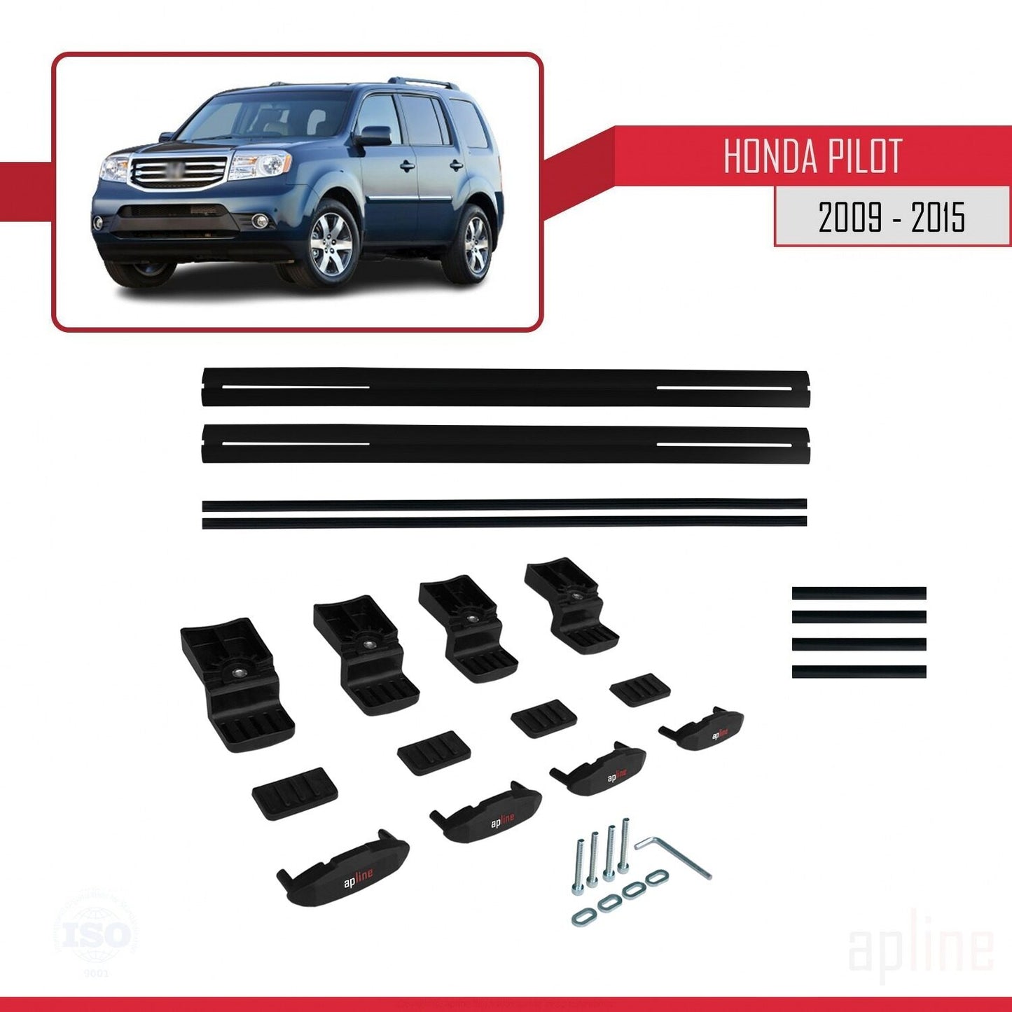 Compatibile con Honda Pilot 2 2009-2015 modello BASIC Barre portatutto per auto Portapacchi in alluminio nero 2 barre