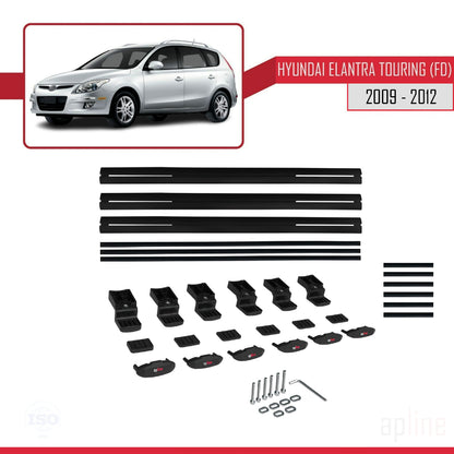 Compatibile con Hyundai Elantra Touring (FD) modello BASIC 2009-2012 Barre portatutto per auto Portapacchi in alluminio nero 3 barre