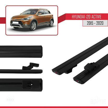 Compatibile con Hyundai i20 II Active 2015-2019 modello BASIC Barre portatutto per auto Portapacchi in alluminio nero 2 barre