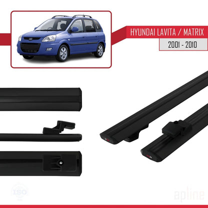 Compatibile con Hyundai Matrix (FC) modello BASIC 2001-2010 Barre portatutto per auto Portapacchi in alluminio nero 2 barre