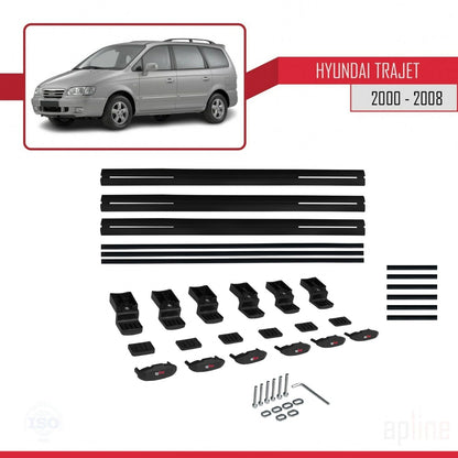 Compatibile con Hyundai Trajet 2000-2008 modello BASIC Barre portatutto per auto Portapacchi in alluminio nero 3 barre