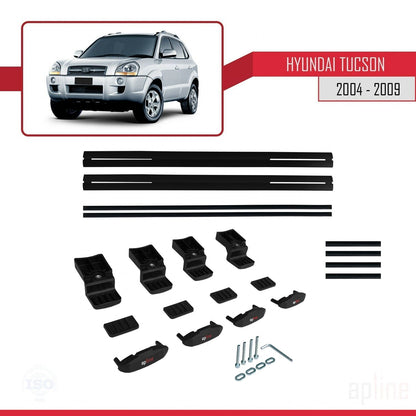 Compatibile con Hyundai Tucson (JM) modello BASIC 2004-2009 Barre portatutto per auto Portapacchi in alluminio nero 2 barre