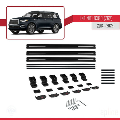 Compatibile con Infiniti QX80 (Z62) 2014-2023 BASIC Model Barre Tetto Portapacchi Auto Barre Portatutto Nero Alluminio 3 Barre