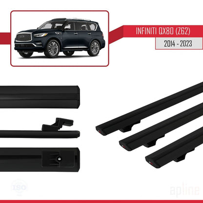 Compatibile con Infiniti QX80 (Z62) 2014-2023 BASIC Model Barre Tetto Portapacchi Auto Barre Portatutto Nero Alluminio 3 Barre