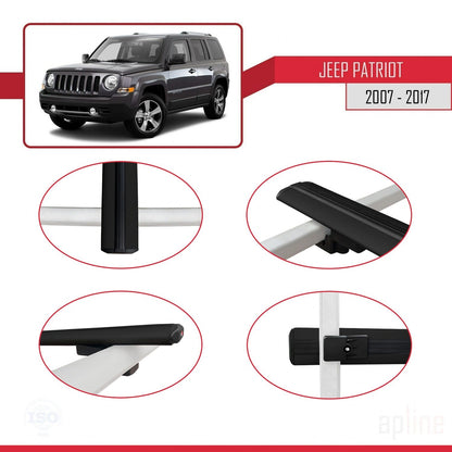 Compatible avec Jeep Patriot 2007-2017 BASIC Model Barres de Toit Railing Porte-Bagages de Voiture Noir Aluminium 3 Barres