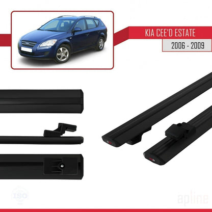 Compatible avec Kia Ceed (ED) Break Pre-Facelift 2006-2009 BASIC Model Barres de Toit Railing Porte-Bagages de Voiture Noir Aluminium 2 Barres