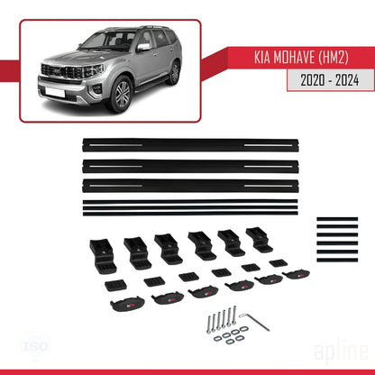 Compatible with Kia Mohave 2 (HM2) 2020-2024 BASIC Model Car Roof Rack Cross Bar Black Aluminium 3 Bars