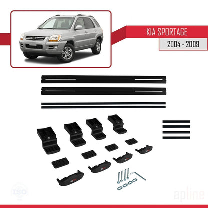 Compatibile con Kia Sportage 2 (JE) 2004-2009 BASIC Model Barre Tetto Portapacchi Auto Barre Portatutto Nero Alluminio 2 Barre