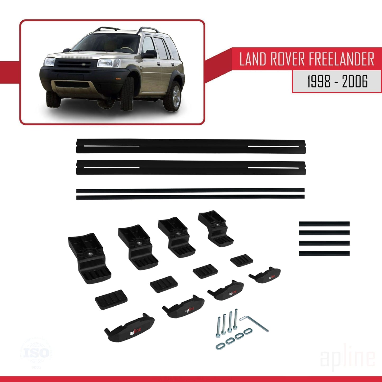 Compatible with Land Rover Freelander (L314) 1998-2006 BASIC Model Car Roof Rack Cross Bar Black Aluminium 2 Bars