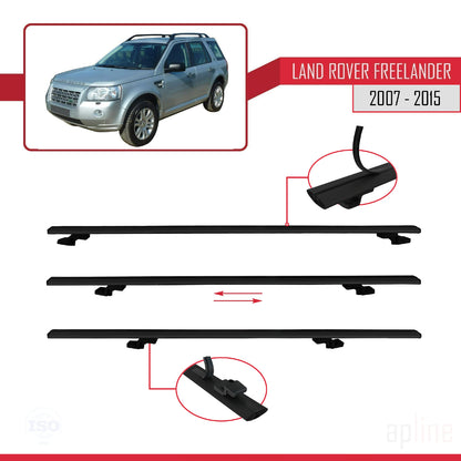 Compatible avec Land Rover Freelander 2 (L359) 2007-2015 BASIC Model Barres de Toit Railing Porte-Bagages de Voiture Noir Aluminium 3 Barres