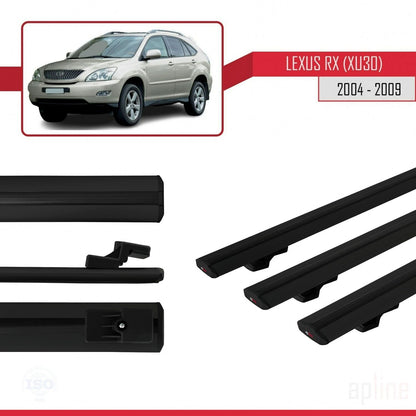Compatible with Lexus RX 2 (XU30) 2004-2009 BASIC Model Car Roof Rack Cross Bar Black Aluminium 3 Bars