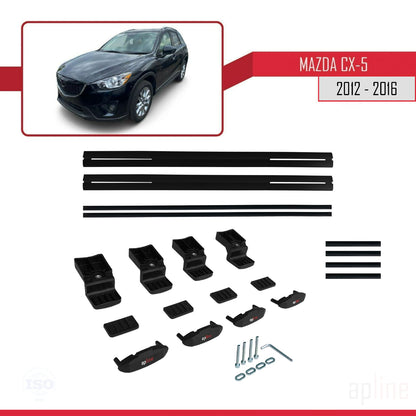 Compatible avec Mazda CX-5 I (KE) 2012-2016 BASIC Model Barres de Toit Railing Porte-Bagages de Voiture Noir Aluminium 2 Barres