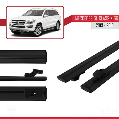 Compatible avec Mercedes Classe GL 2 (X166) Pre-Facelift 2013-2015 BASIC Model Barres de Toit Railing Porte-Bagages de Voiture Noir Aluminium 2 Barres