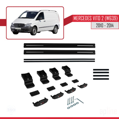 Compatibile con Mercedes Vito 2 (W639) Post-Facelift 2010-2014 BASIC Model Barre Tetto Portapacchi Auto Barre Portatutto Nero Alluminio 2 Barre