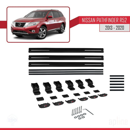 Compatible avec Nissan Pathfinder 4 (R52) 2013-2020 BASIC Model Barres de Toit Railing Porte-Bagages de Voiture Noir Aluminium 3 Barres