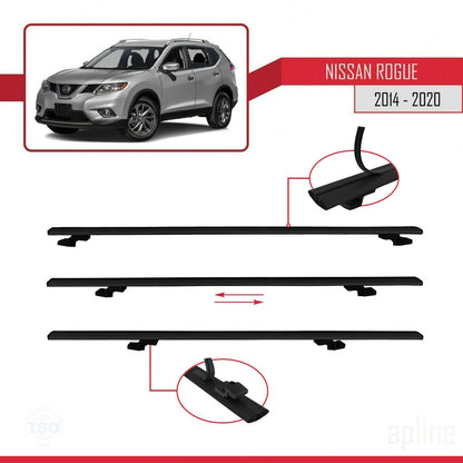 Compatibile con Nissan Rogue 2 (T32) 2014-2020 BASIC Model Barre Tetto Portapacchi Auto Barre Portatutto Nero Alluminio 2 Barre