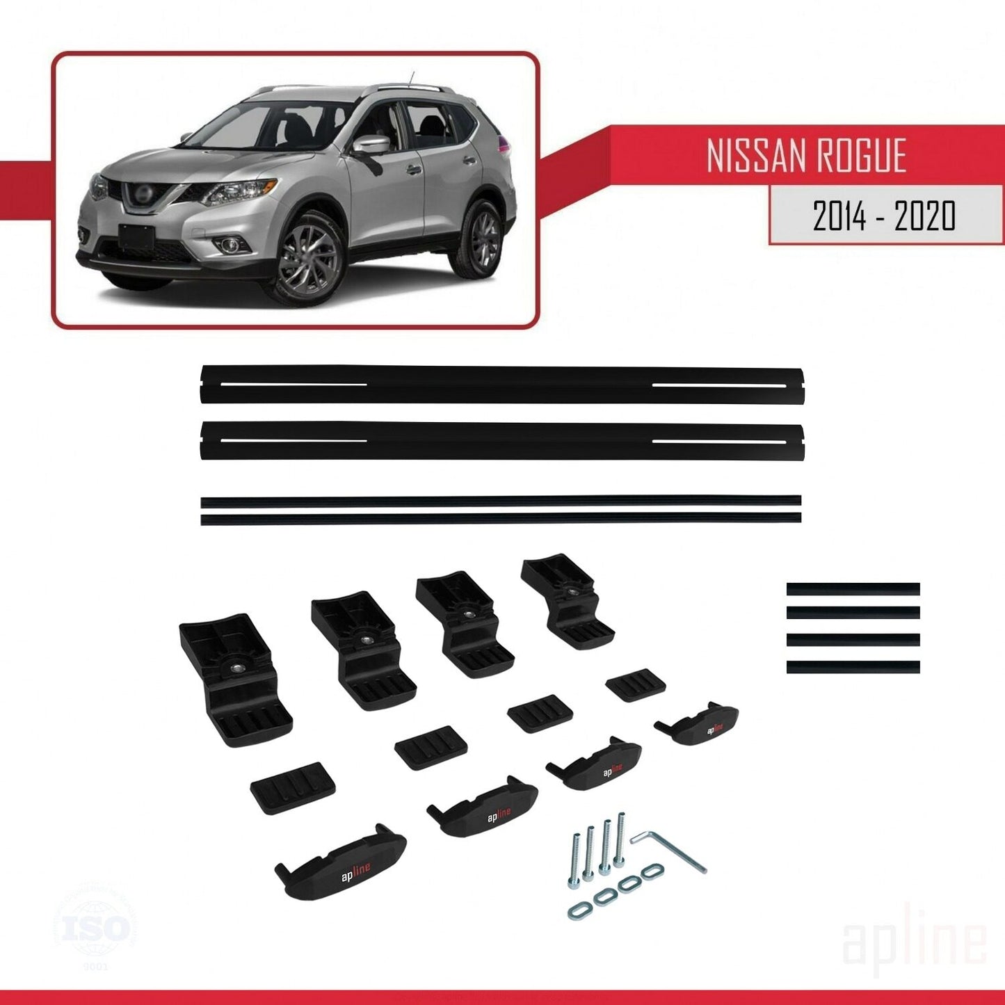 Compatibile con Nissan Rogue 2 (T32) 2014-2020 BASIC Model Barre Tetto Portapacchi Auto Barre Portatutto Nero Alluminio 2 Barre