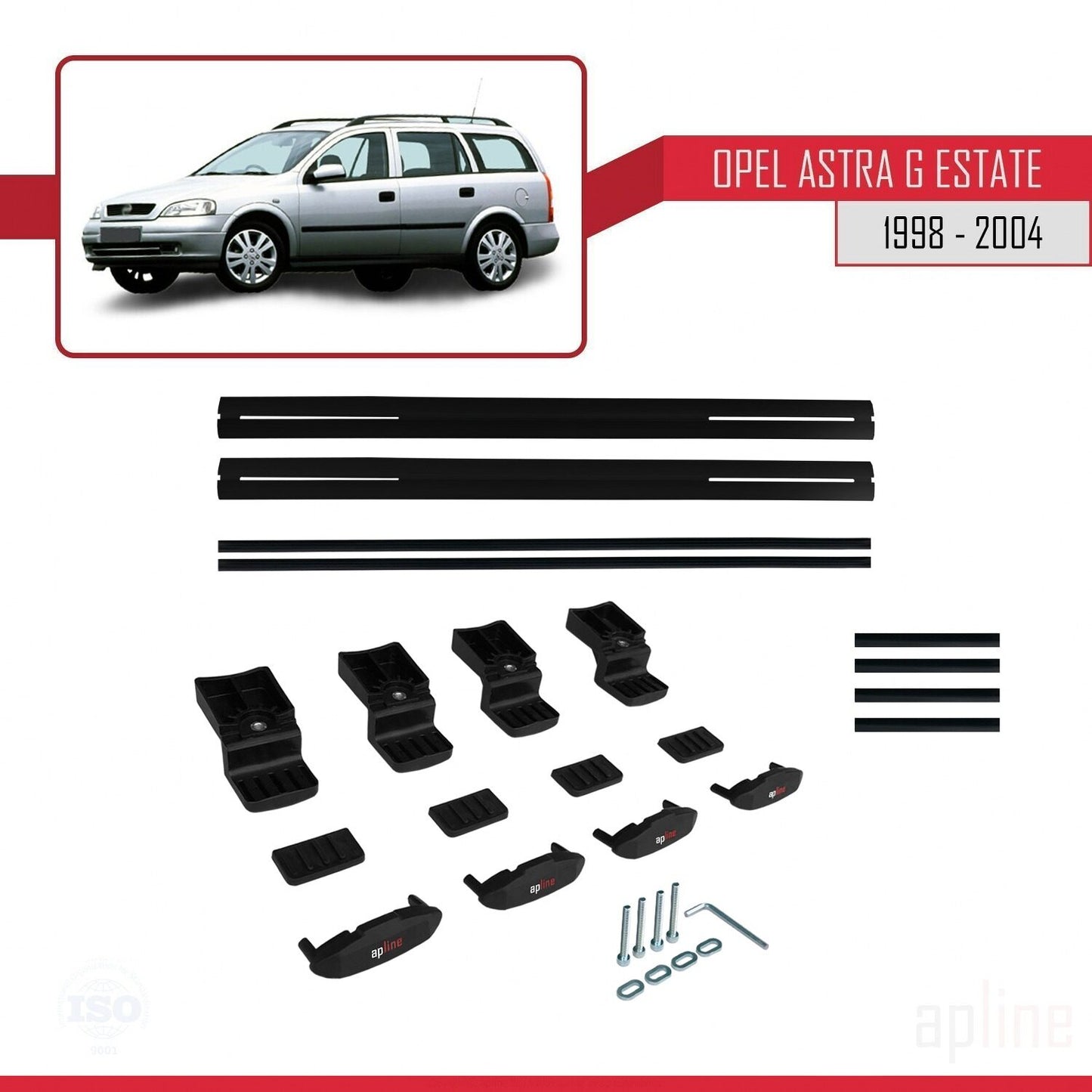 Compatible avec Opel Astra G (T98) Break 1998-2004 BASIC Model Barres de Toit Railing Porte-Bagages de Voiture Noir Aluminium 2 Barres