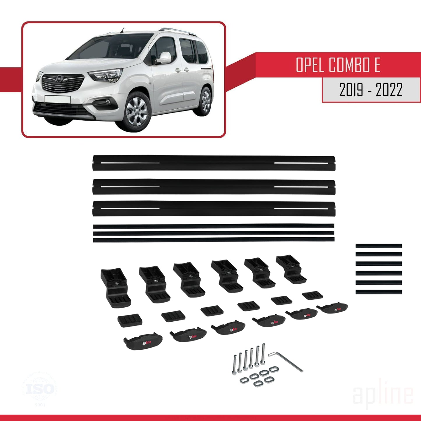 Compatible with Opel Combo E Life 2019-2022 BASIC Model Car Roof Rack Cross Bar Black Aluminium 3 Bars