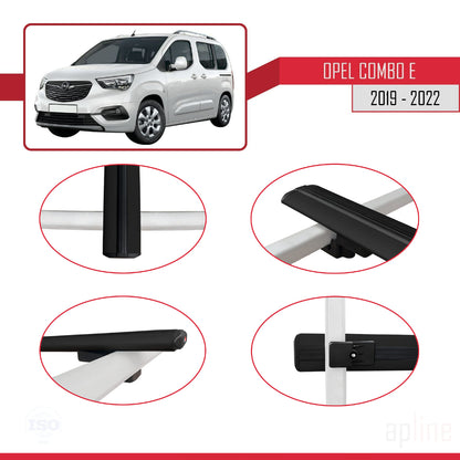 Compatible with Opel Combo E Life 2019-2022 BASIC Model Car Roof Rack Cross Bar Black Aluminium 3 Bars