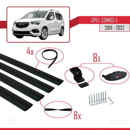 Compatible with Opel Combo E Life 2019-2022 BASIC Model Car Roof Rack Cross Bar Black Aluminium 4 Bars