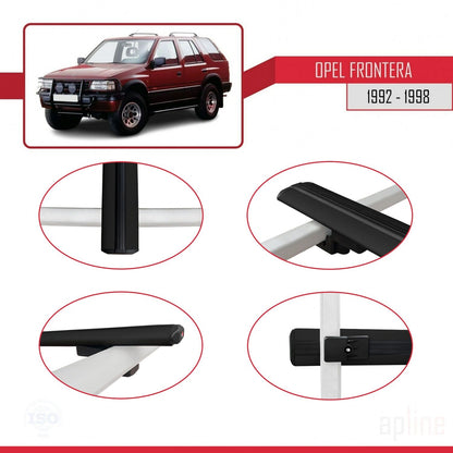 Compatibile con Opel Frontera 1992-1998 BASIC Model Barre Tetto Portapacchi Auto Barre Portatutto Nero Alluminio 3 Barre